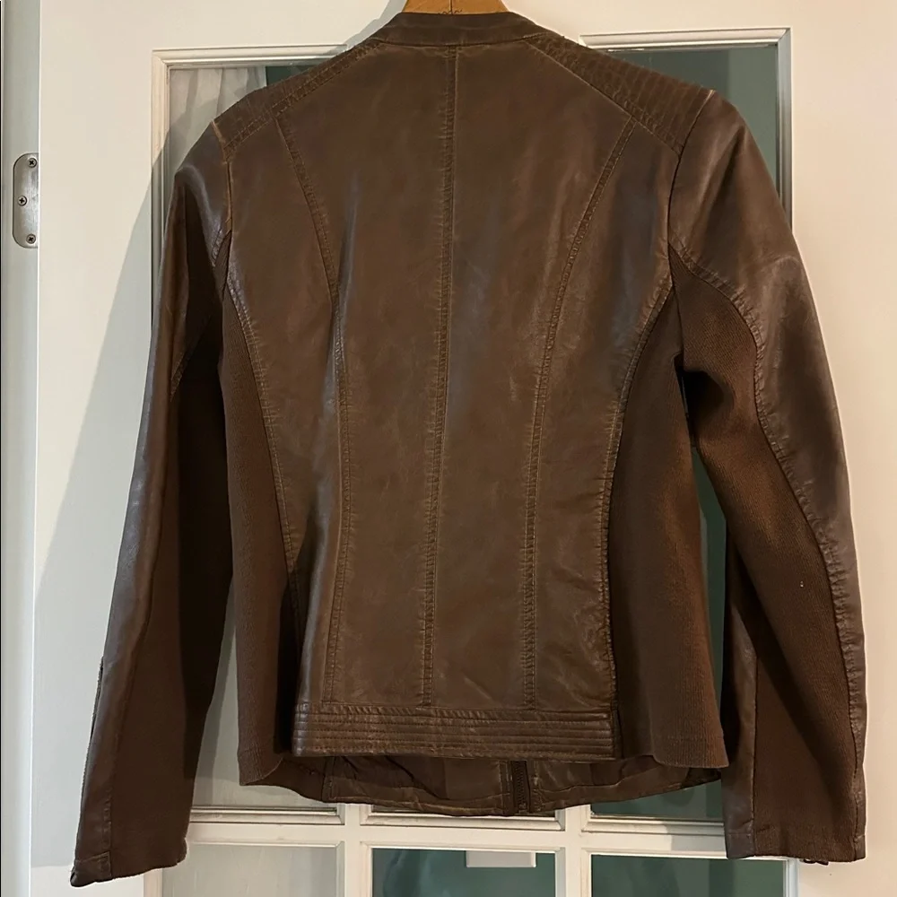 Brown Vegan Leather Jacket - Picture 3 of 5